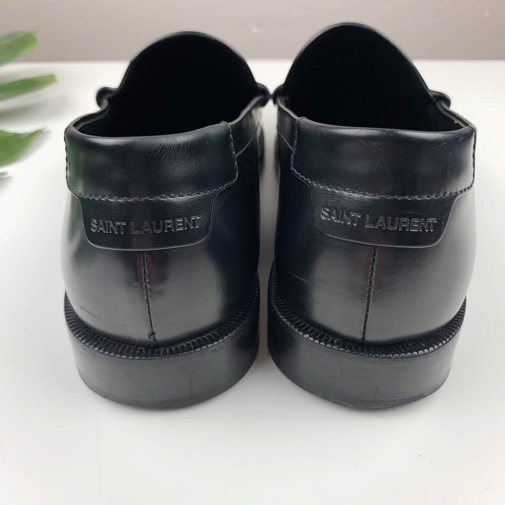 Saint Laurent YSL Loafers Black Leather Women's 39 US 9 - Picture 13 of 16